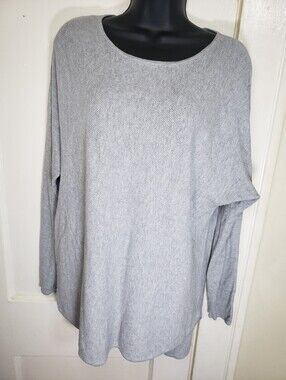 Michael Kors Size L Gray Dolman Sleeve Knit Sweater Curved High Low Hem Soft